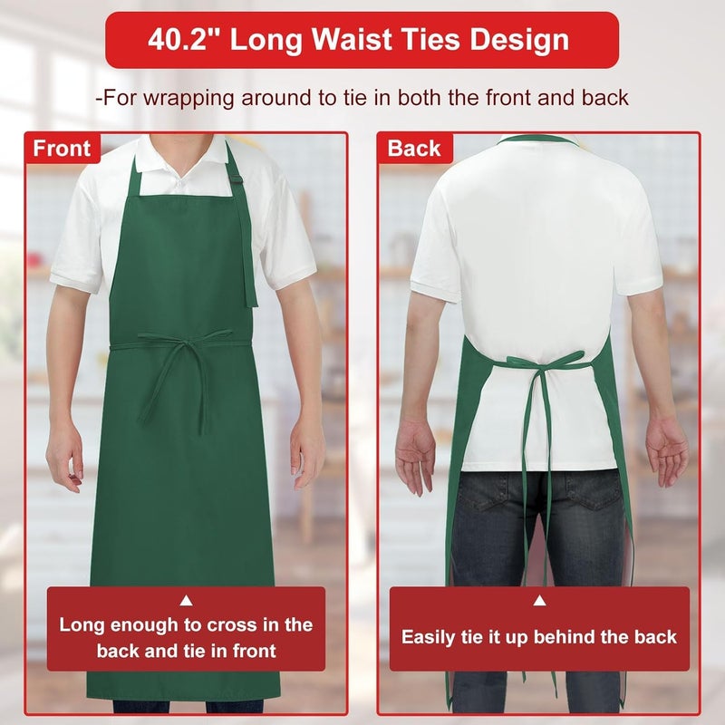 SHEOMERN 3-Layer Waterproof Apron - Pocket-Free Hygienic Design for Dishwashing & Dog Grooming - Lightweight Durable Protection for messy Kitchen Cooking, Baking, for Men & Women (3 Pack,Green) - Image 5